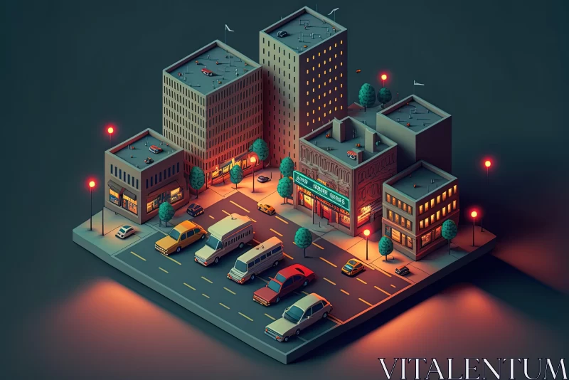 Captivating 3D City Street Scene Illustration with Cars AI Image