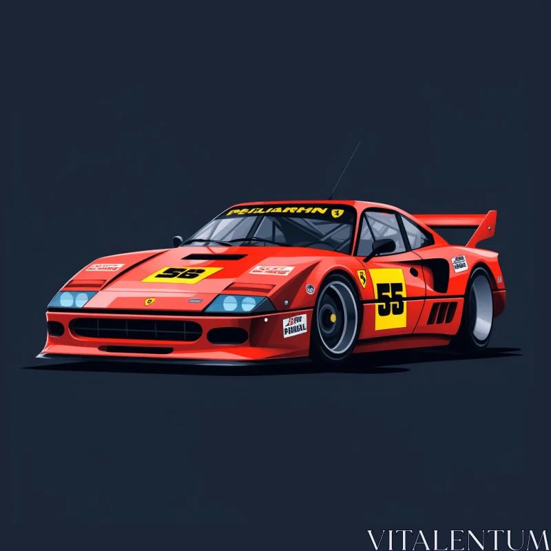 Ferrari F40 Coupe Ad Design: Charming Cartoon Style | 1980s AI Image