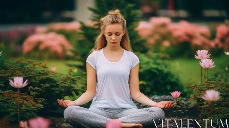 Serene Woman Practicing Yoga in Park AI Image