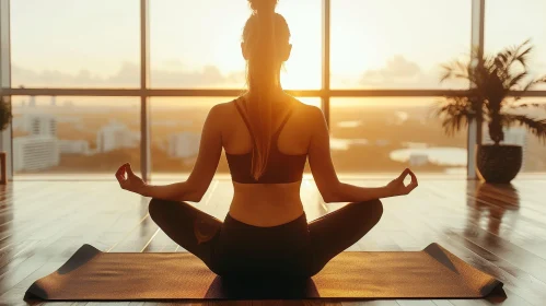 Sunlit Yoga: Young Woman in Sportswear Relaxing