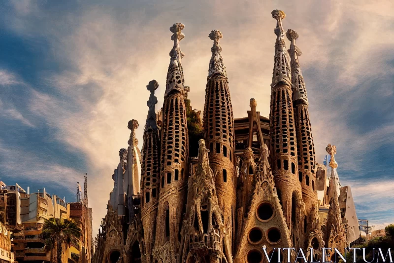 Captivating Barcelona Architecture: Rustic Futurism and Dramatic Splendor AI Image