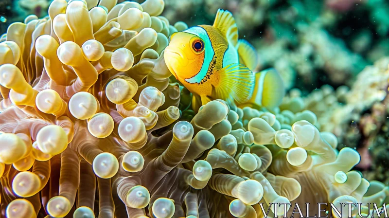 Enchanting Clownfish and Sea Anemone in Underwater World AI Image