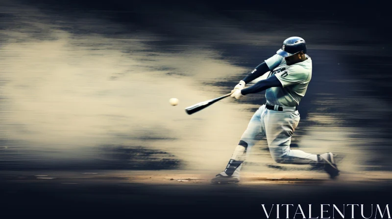 Intense Baseball Batter Swing Photo AI Image