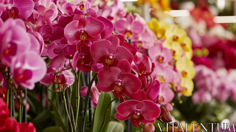 AI ART Pink and Yellow Orchid Flowers Bouquet Close-Up