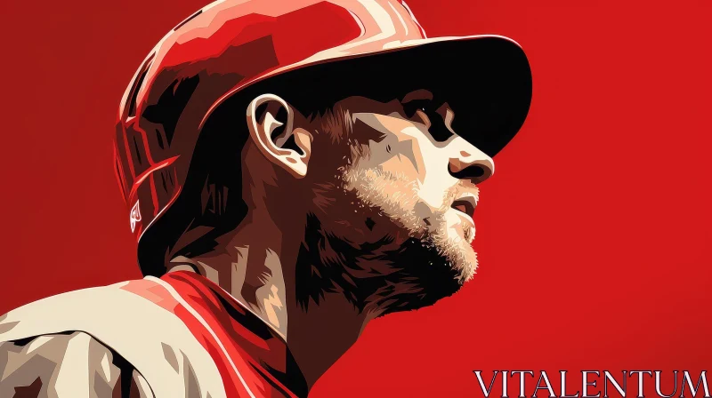 AI ART Red Baseball Player Portrait