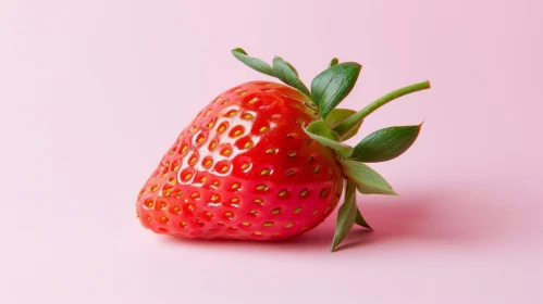 Ripe Red Strawberry on Pink Background