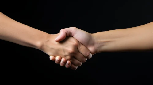 Unity in Diversity: Handshake on Black Background