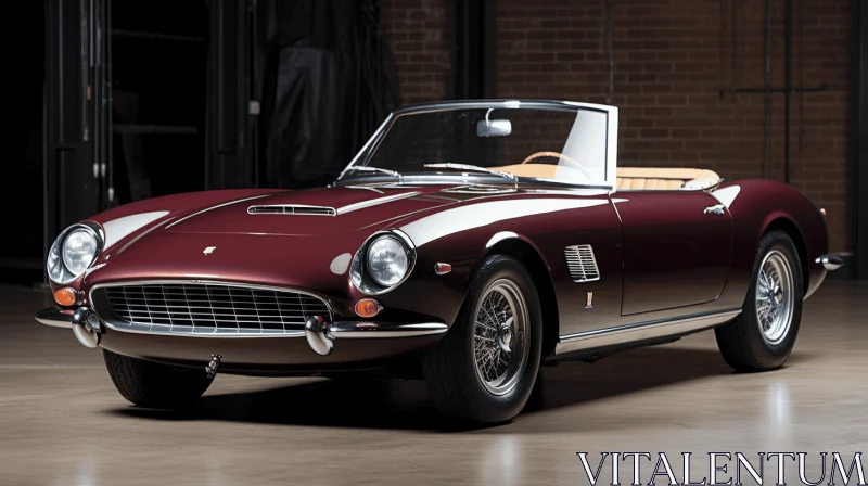 Vintage Ferrari California in Unpolished Barn - Dark Maroon and Silver AI Image