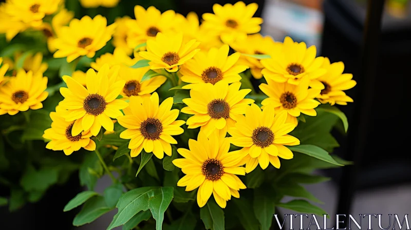 Yellow Sunflowers Bouquet Close-Up AI Image
