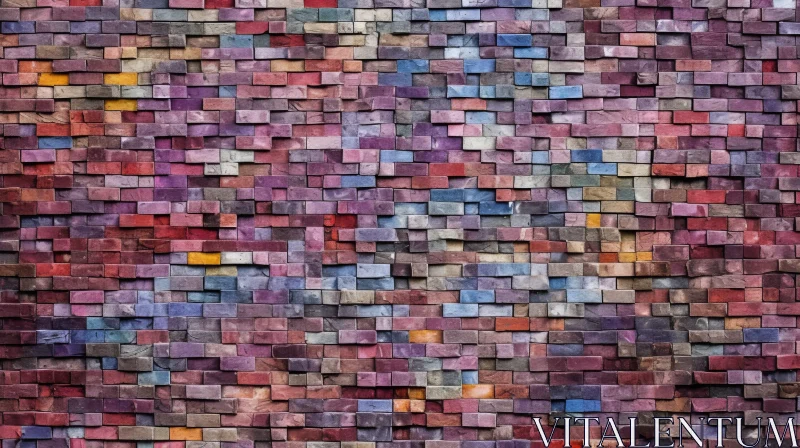 Colorful Brick Wall Texture - Close-Up Chaos and Disorder AI Image