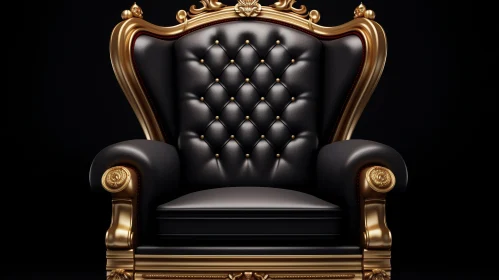 Luxurious Black and Gold Throne Chair 3D Rendering