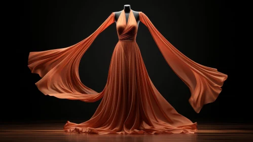 Orange Evening Gown Fashion Display