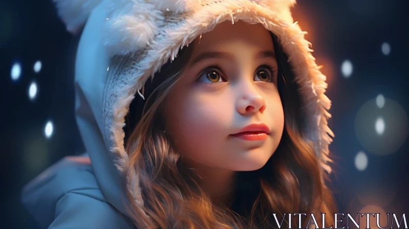 Soft Portrait of a Little Girl with Brown Eyes AI Image