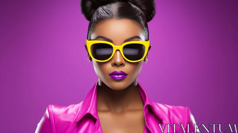 Stylish African-American Woman in Pink Jacket AI Image
