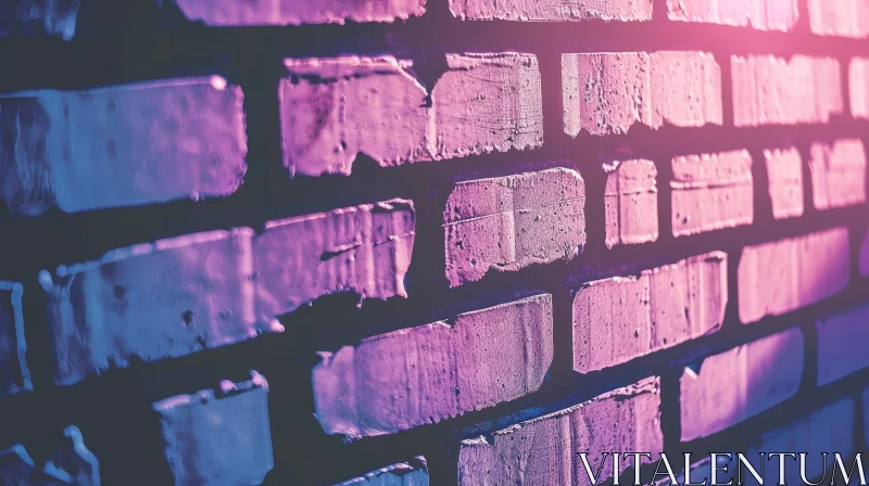 Weathered Brick Wall in Pink and Purple AI Image