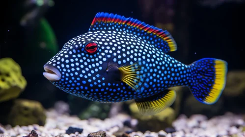 Colorful Fish Swimming in Dark Blue Water