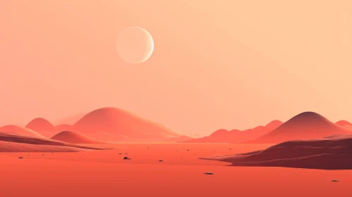 Martian Landscape with Dual Suns