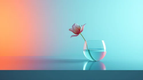 Pink Tulip 3D Rendering in Glass Vase | Vibrant Colors