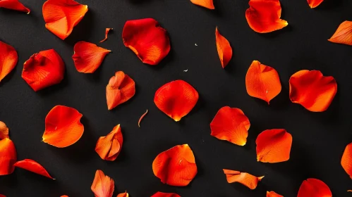 Red Rose Petals on Black Background
