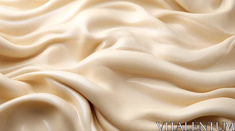 Smooth Creamy Liquid Surface in Light Beige AI Image