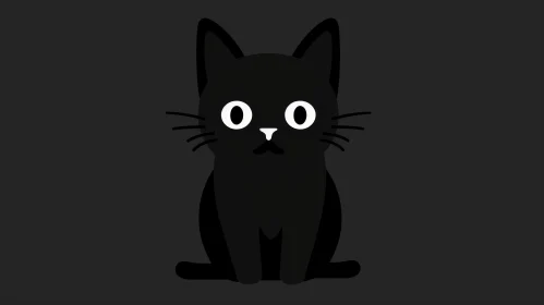 Curious Cartoon Black Cat Illustration