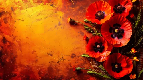 Red Poppies Floral Background for Websites and Social Media