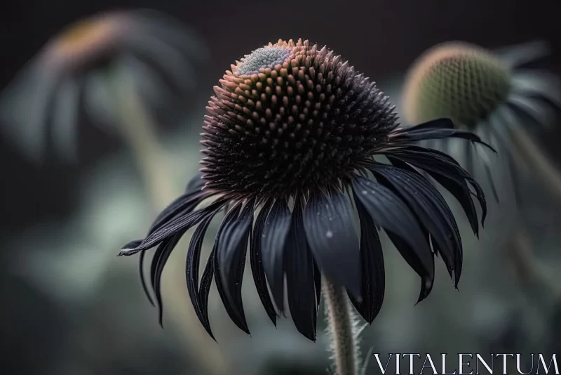 Black Flower Photography: Emotive Fields of Color in Gothic Style AI Image