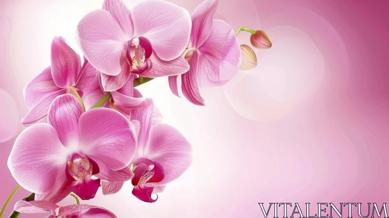 AI ART Pink Orchids Cascade: Delicate Flower Arrangement