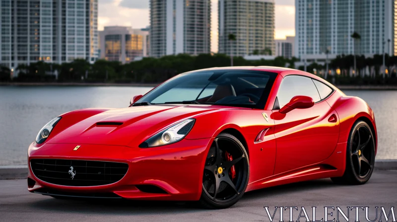 Red Ferrari California: A Captivating Display of Opulence and Baroque Energy AI Image