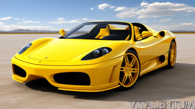 Yellow Sports Car 3D Rendered in Light Shade and White Outline | Ultra HD Art AI Image