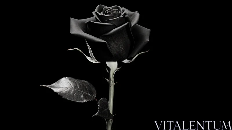 AI ART Black Rose in Full Bloom