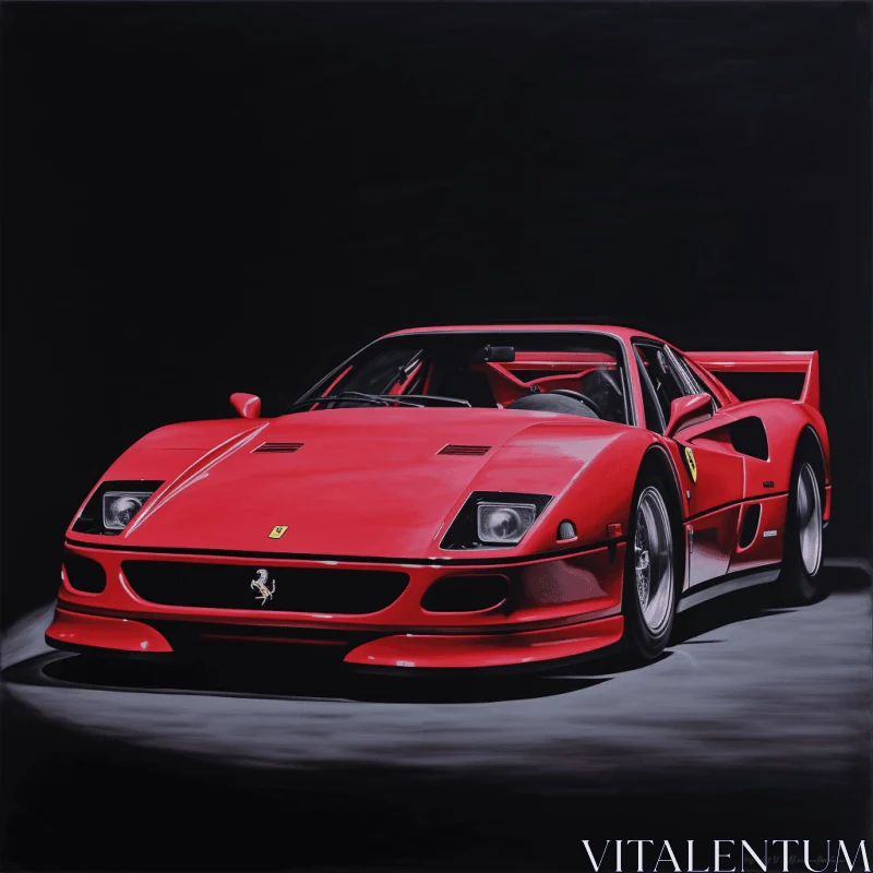 Captivating Ferrari Sports Car Painting in Red - Photorealistic Art AI Image