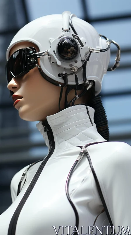 AI ART Futuristic Fashion Look - White Helmet and Sunglasses