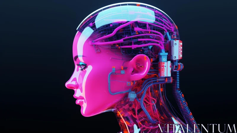 Futuristic Female Cyborg in 3D Rendering AI Image
