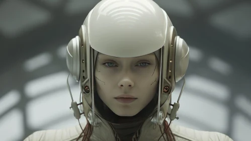 Futuristic Woman in Helmet - Sci-fi Portrait
