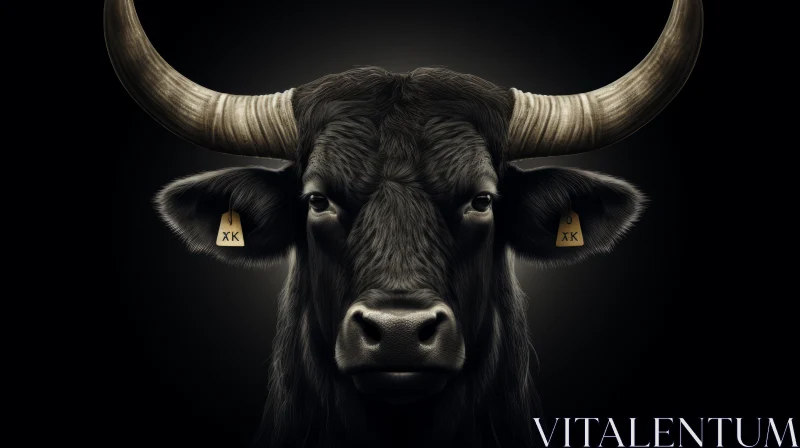 Intense Black Bull Portrait AI Image