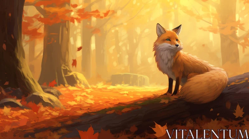 AI ART Red Fox Painting in Forest - Nature Artwork