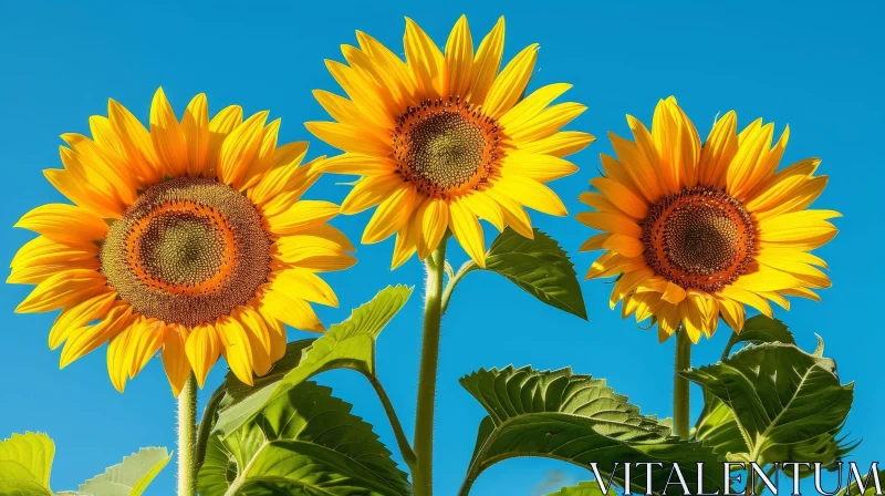 Bright Yellow Sunflowers in Full Bloom AI Image