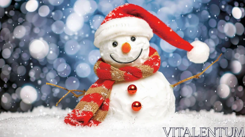 Charming Snowman in Winter Scene AI Image