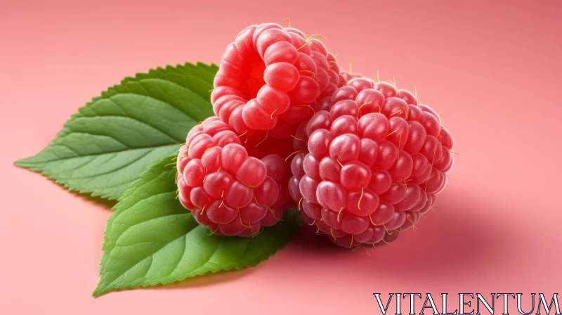 AI ART Ripe Red Raspberries on Pink Background