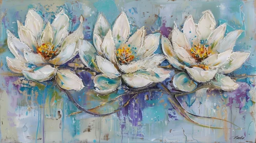 White Flowers Painting - Beauty and Tranquility in Realistic Style