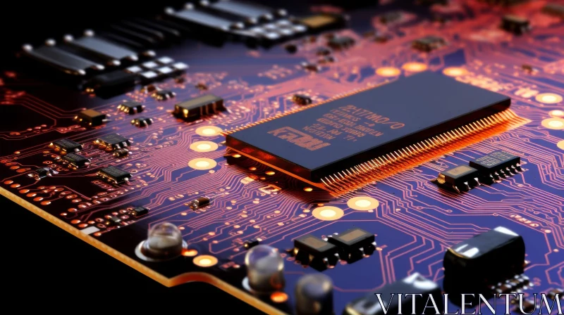 Detailed Electronic Circuit Board Close-Up AI Image