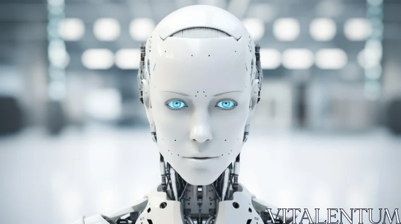 AI ART Female Robot Head 3D Rendering