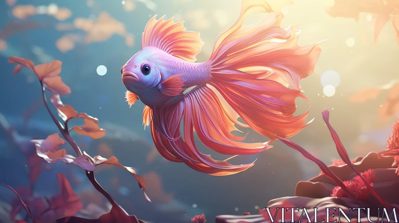Beautiful Betta Fish Watercolor Painting AI Image