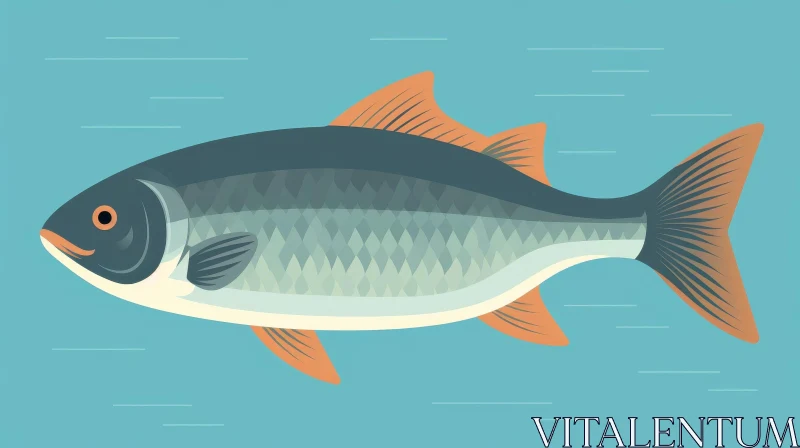 Blue Fish Vector Illustration in a Light Blue Sea AI Image