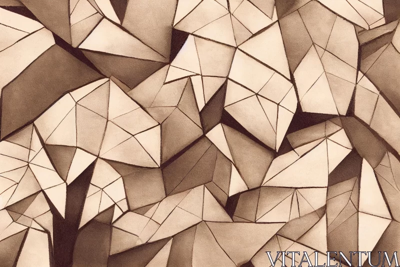 Cubist Fragmentation of Form: Pencil Sketch with White and Brown Triangles AI Image