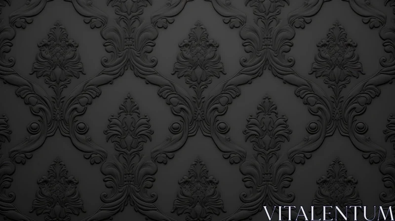 Luxurious Black & Gray Damask Floral Pattern AI Image