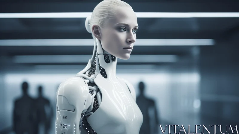 Futuristic Female Robot Portrait AI Image