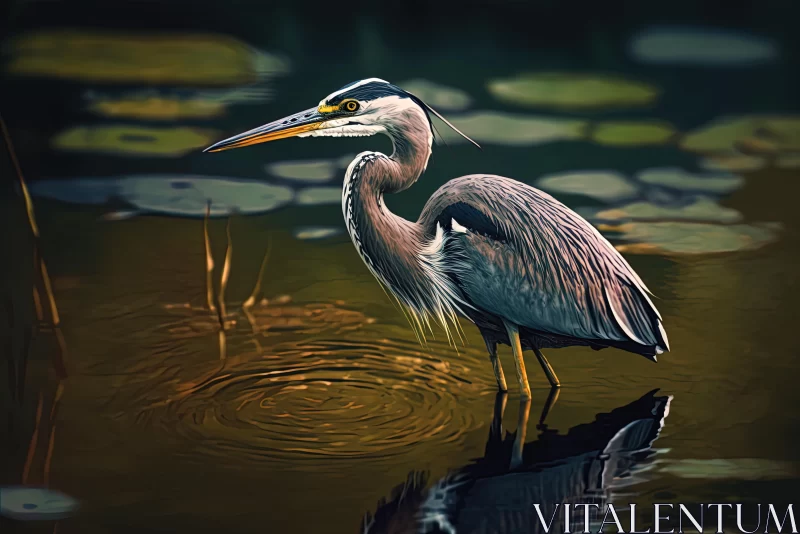 Graceful Bird in Water - Photorealistic Wildlife Art AI Image