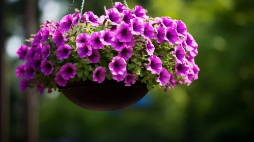 Purple Petunias Hanging Basket - Serene Floral Beauty